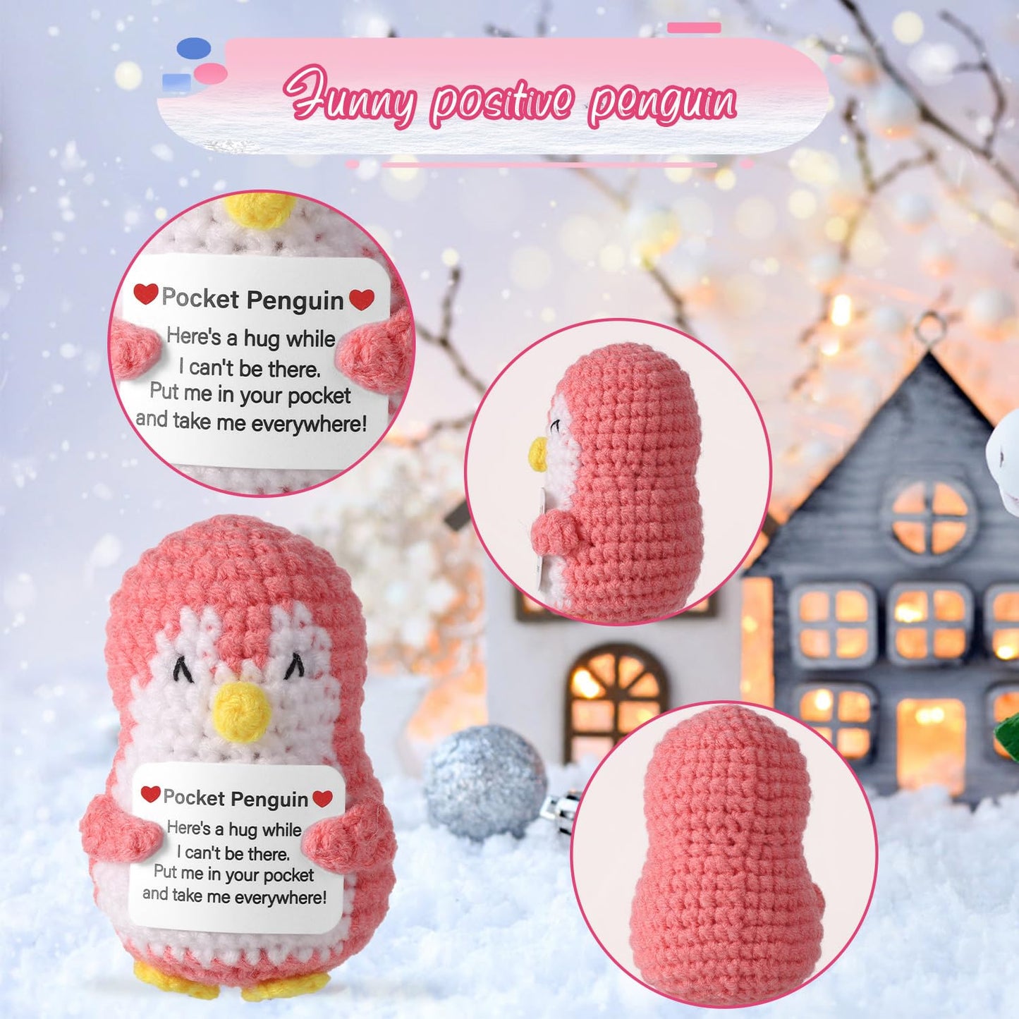 TOYMIS Lustiger Positiver Pinguin, Mini Niedlich Taschen Pinguin Puppe Emotionaler Unterstützungs-Pinguin