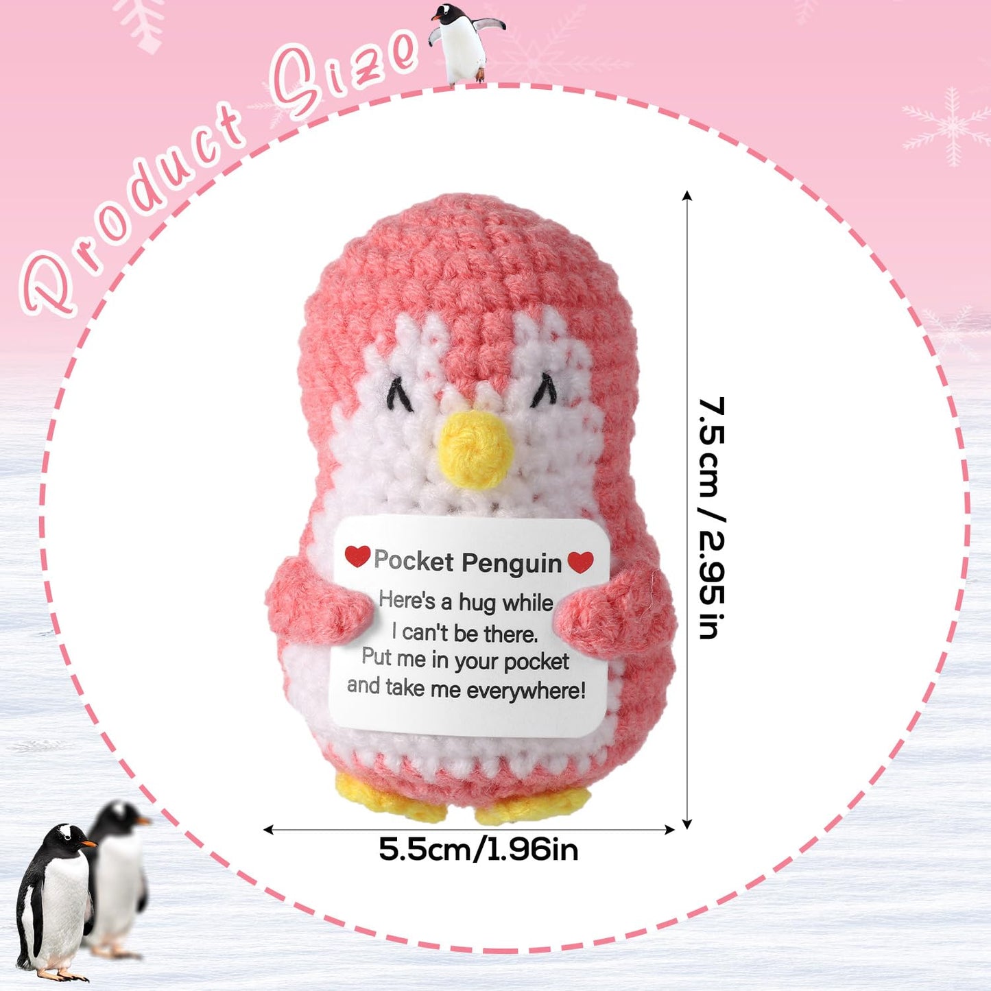TOYMIS Lustiger Positiver Pinguin, Mini Niedlich Taschen Pinguin Puppe Emotionaler Unterstützungs-Pinguin