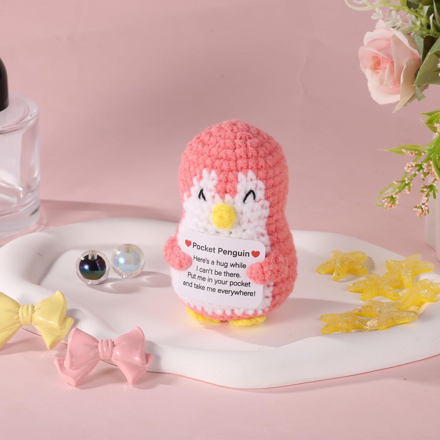 TOYMIS Lustiger Positiver Pinguin, Mini Niedlich Taschen Pinguin Puppe Emotionaler Unterstützungs-Pinguin