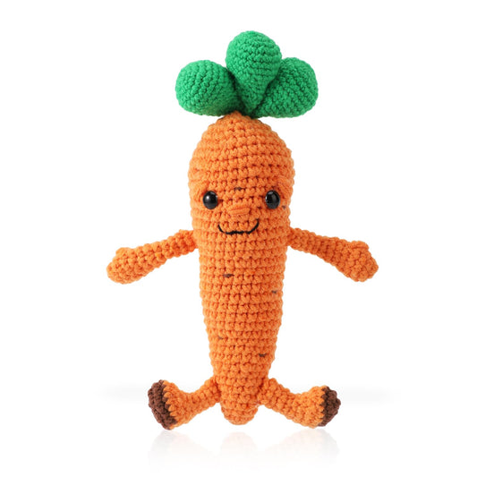 TOYMIS Positive Gestrickte Karotte, 26 cm Groß Lustige Emotionale Gehäkelte Karotte Große Lustige